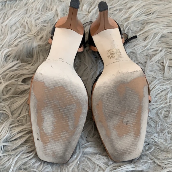 Enzo Angiolini Tan and Black Ankle Strap Platform Heels - Picture 6 of 6